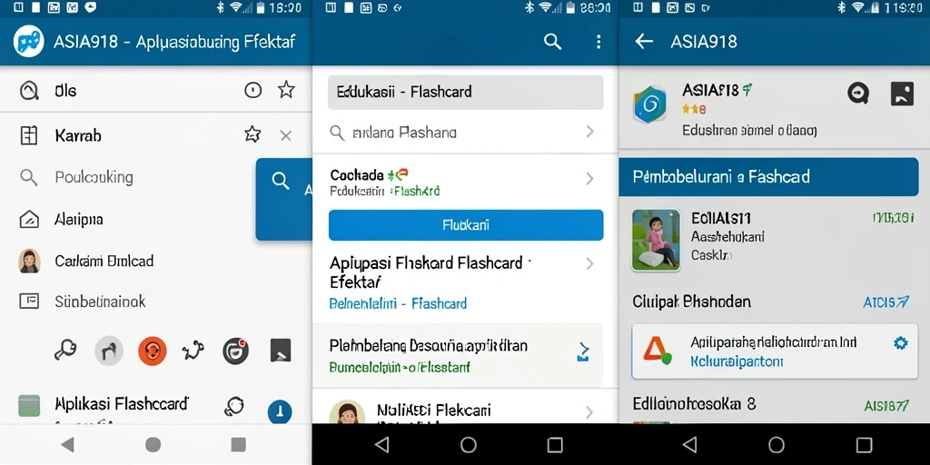 Antarmuka pengguna aplikasi Flashcard ASIA918 yang intuitif dan menarik.