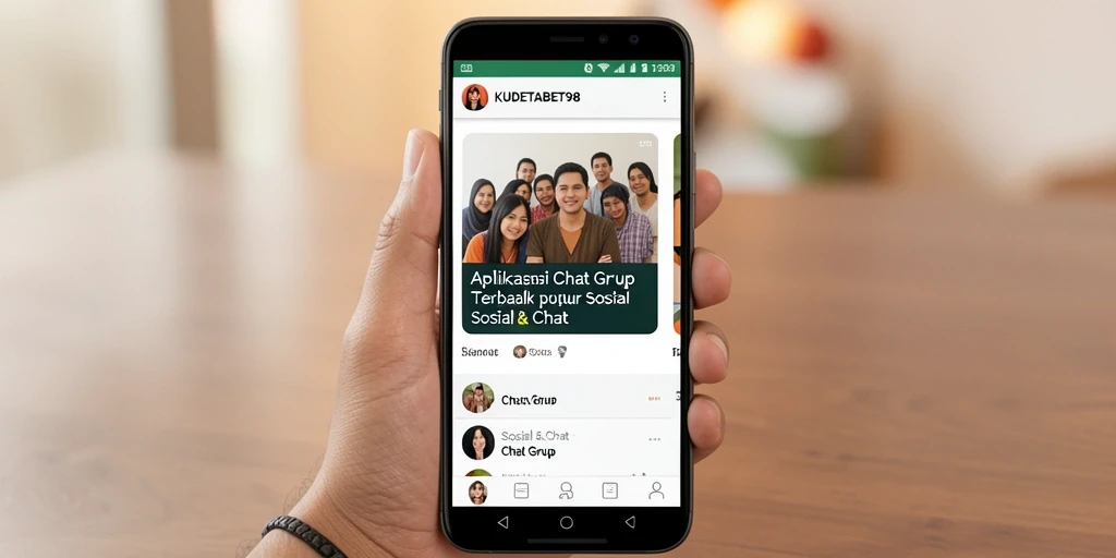 Tampilan antarmuka utama KUDETABET98 yang menampilkan fitur Chat Grup.