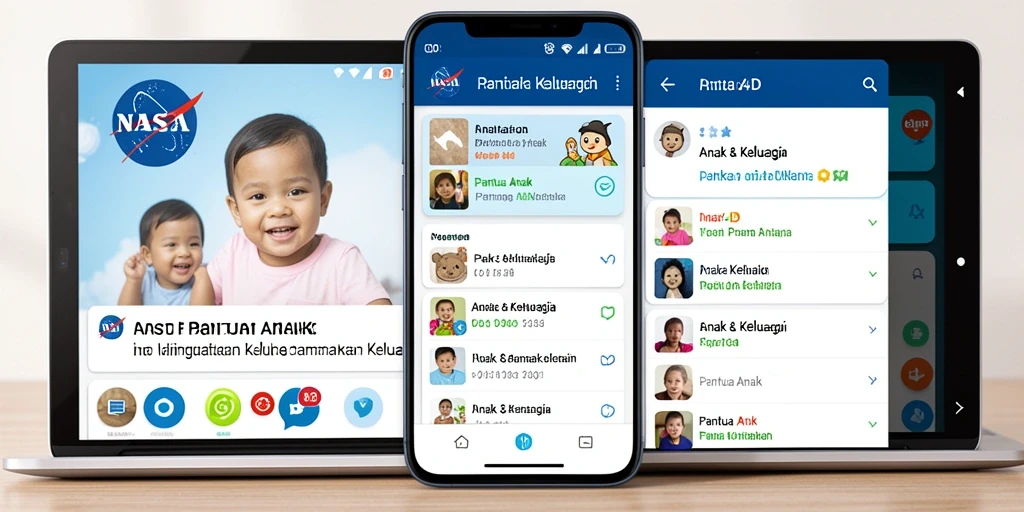 Antarmuka aplikasi NASA4D untuk memantau anak dengan mudah.