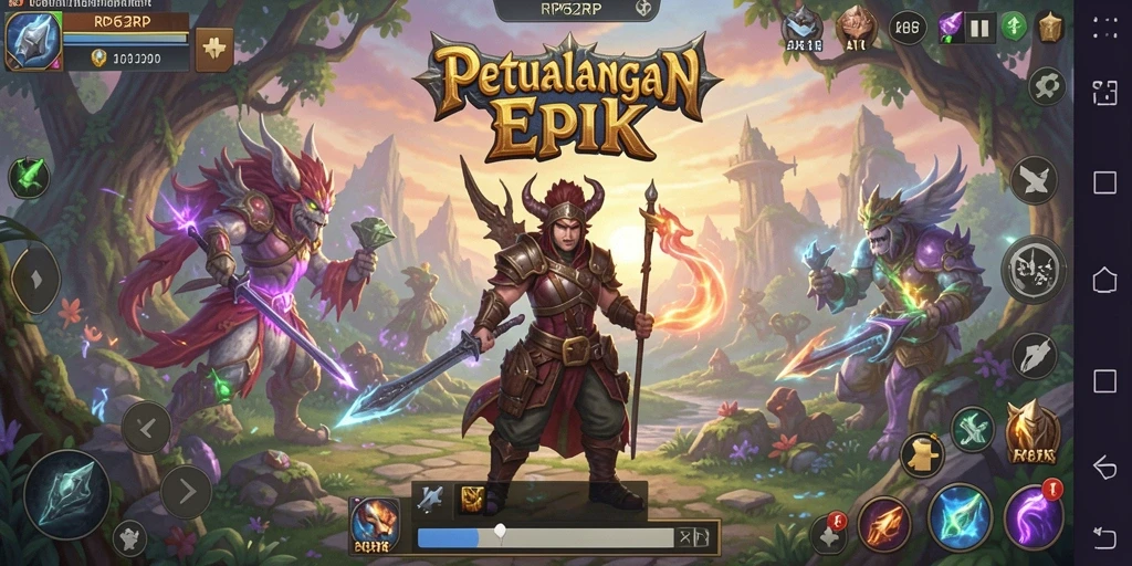 Antarmuka menarik dari game RPG RP62RP yang penuh warna.